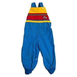 Vintage 80s Doe Spun Colorblock Bicycle Overalls - Baby Boy 12M